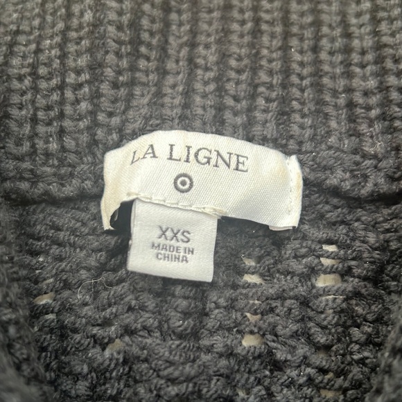 La Ligne x Target Black Quarter Zip Striped Cable Knit Sweater, Size XXS, EUC - Picture 15 of 16